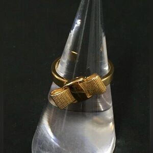 Salvatore Ferragamo Gold Tone Vara Ribbon Ring